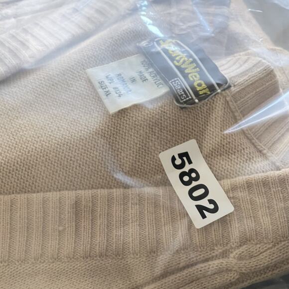 VTG Sears Sportswear Vest Mens XL Beige Knit Fisherman Grandpa Academia 70s 80s - Picture 12 of 12